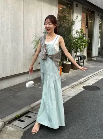 러브틱 모자 꽁지 티어드 원피스 민트 그린