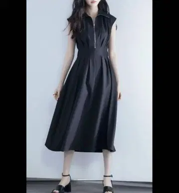 새상품급 세존드파피용 허리턱 종아리 기장 원피스 A라인 L