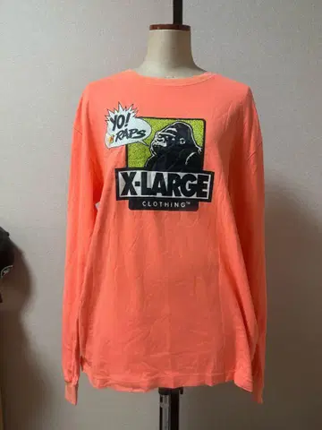 X-LARGE 네온 오렌지 롱 슬리브 티셔츠