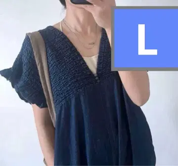 새상품 시마무라 Laxdantia 셔링 살로펫 데님 블루 L