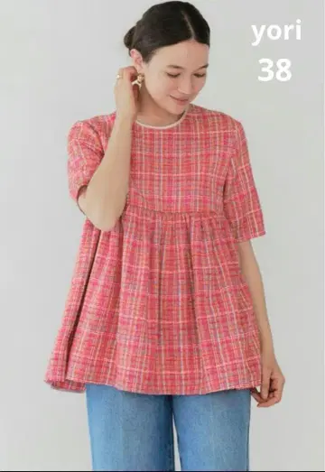 yori 요리 이피 체크 플레어 블라우스 38
