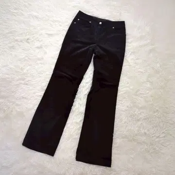 로라 애슐리 벨 보텀(M) 블랙 기모 플레어 맥시 길이 스트레치
