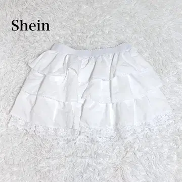 쉬인 빅 사이즈 레이스 플레어 스커트 A 라인 프릴 귀여운 예쁜