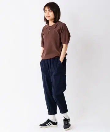 스트레치 헤링본 크롭 팬츠 유니섹스 헤링본 무늬