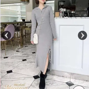 michellmacaron 슬릿 후드티 원피스 미셸 마카롱