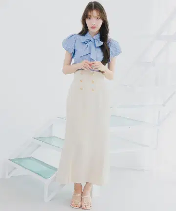 릴리안 캐럿 마린 내로우 스커트