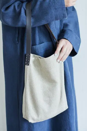 미사용 택 포함 포그린워크 원 핸들 린넨 백