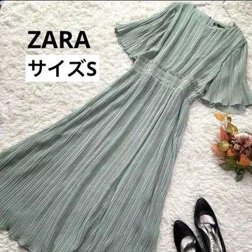 ZARA 새상품급 플리츠 원피스 드레스 (S) 민트 그린 플레어 A 라인