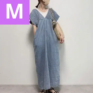 시마무라 데님 셔링 원피스 색스 M 사이즈
