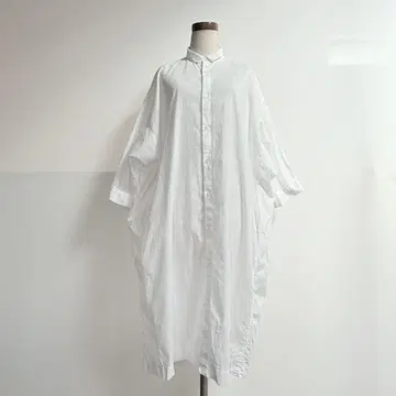 grin 그린 치비 옷깃 빅 셔츠 원피스 화이트