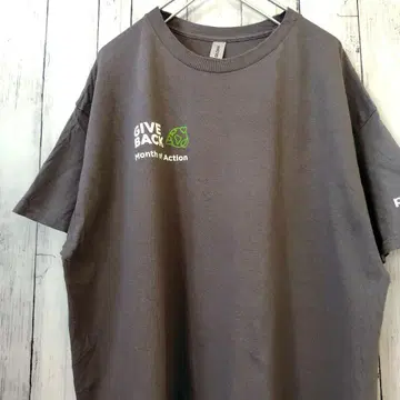 길단 GIVEBACK 프린트 빅 사이즈 티셔츠 그레이 XL 구제 의류