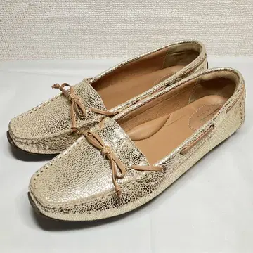 Clarks US7 25cm 메탈릭 골드 슬립온 로퍼