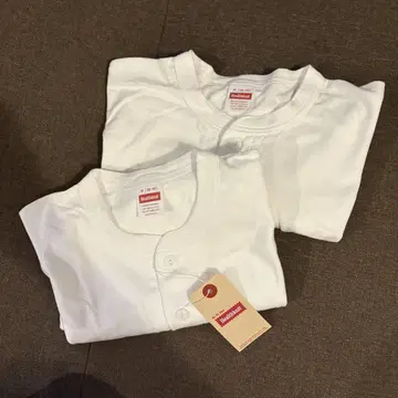 헬스니트 Healthknit 헨리넥 티셔츠 화이트 M 2장