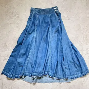 워드 블루 woadblue 플레어 데님 롱 스커트 XS