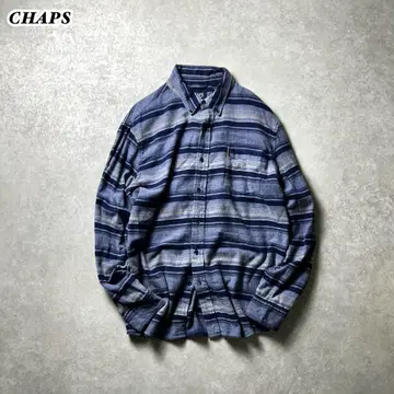 CHAPS 챕스 플란넬 셔츠 네이티브 보더 패턴 네이비 XL