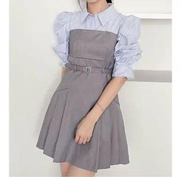 dazzlin 레이어드 셔츠 미니 원피스
