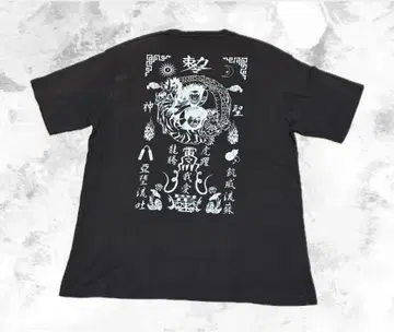 구제 의류 쿵푸 T 블루스 리 재키 첸 2XL 페이드 블랙