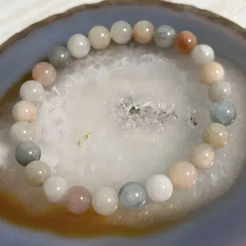 귀여운 토끼 헤어 루틸 팔찌 컬러풀 밀키 7.7mm