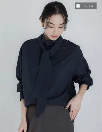 crewre 2way 하이넥 보타이 셔츠 네이비