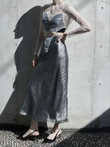 새상품!! jose moon METALIC FLOW SKIRT