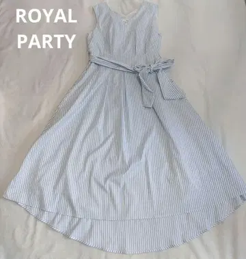 ROYAL PARTY 턱 V 넥 원피스 스트라이프 롱 원피스