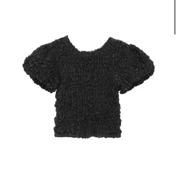 CLANE W FACE SHIRRING CROPPED TOPS 블랙