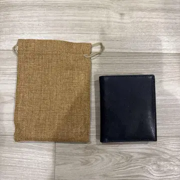 가죽 접이식 지갑 네이비 브라운