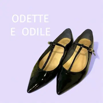 ODETTE E ODILE 웨이브 컷 T 벨트 플랫 블랙 22cm