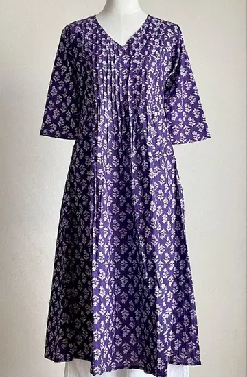 블록 프린트풍 A 라인 원피스 M (25522)