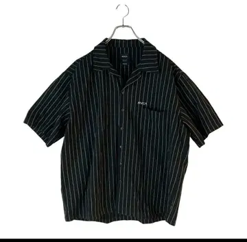 RVCA 블랙 스트라이프 오픈 카라 셔츠