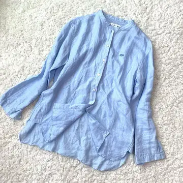 레어 LACOSTE 라코스테 린넨 셔츠 린넨 100% 긴팔 노카라
