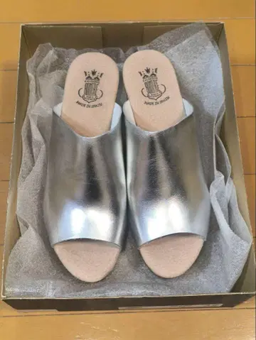 본토레 사보 샌들 가죽 웨지솔 실버 24.5cm