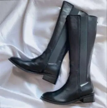 HIAND 블랙 베이직 롱 부츠 25cm