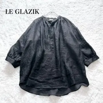 루그라지크 라미 100% 개더 넥 블라우스 밴드 카라 린넨 린넨