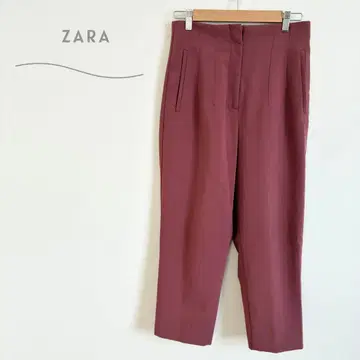 자라 ZARA 하이 웨스트 테이퍼드 팬츠 레이온
