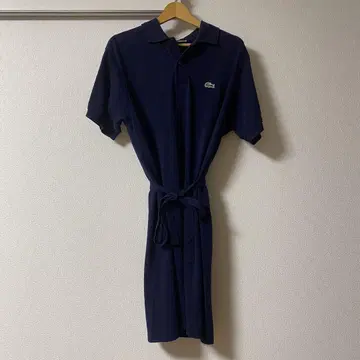 Lacoste 네이비 폴로 드레스 허리 리본 포함 36