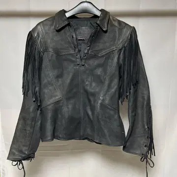 BRANDED GARMENTS 풀오버 프린지 가죽 재킷
