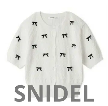 SNIDEL 하프 슬리브 리본 가디건