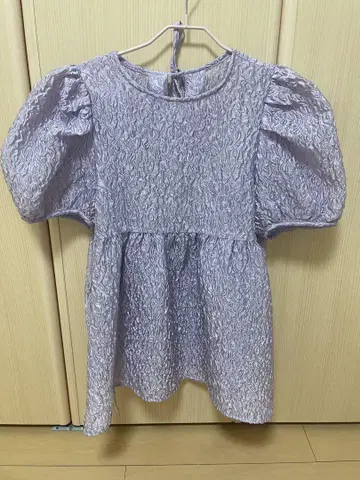 Flower Sheer Puff Sleeve Tunic Top[퍼플]