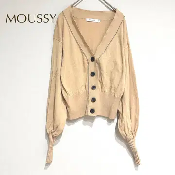 마우지 가디건 (F) 소매 리브 디자인 면 혼방 겉옷 무지 심플