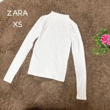 자라 XS 화이트 터틀넥 긴팔 티셔츠 코튼 슬림 세탁 가능