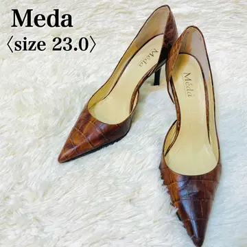 새상품급 메다 고급 펌프스 23cm 9cm 힐 악어 엠보싱 일본제
