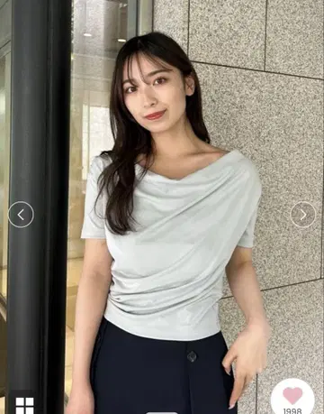 FRAY I.D 드레이프 넥 오프숄더 티셔츠