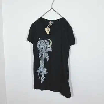 AKIHIDE BREAKERZ V넥 티셔츠 반팔 코튼 블랙