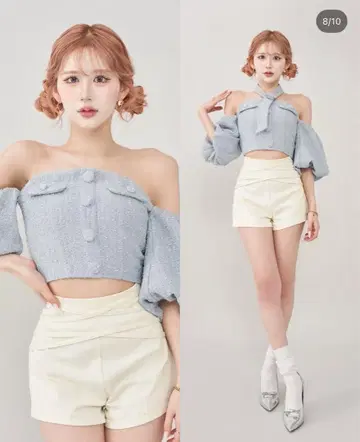 Darich 다리치 홀터넥 오프숄더 트위드 상의 sax