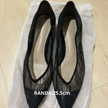 레이스 블랙 플랫 슈즈 25.5cm 란다 RANDA
