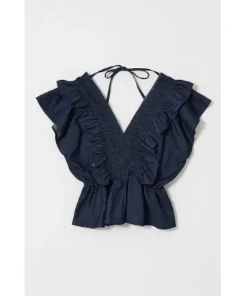MOUSSY SHIRRING RUFFLE PEPLUM 상의 / 블루