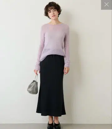 윔 가젯 새틴 플레어 스커트 블랙
