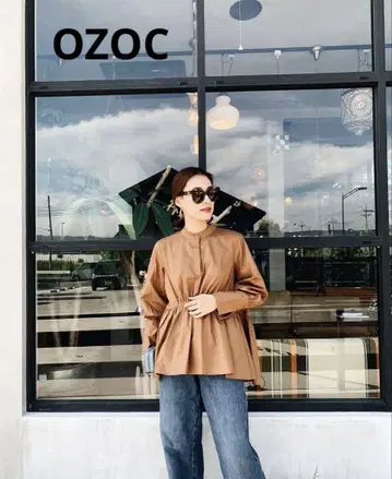 오조크 ozoc 쿠로카와 츠바사 콜라보 블라우스 브라운