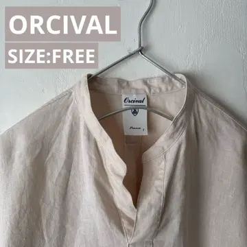ORCIVAL 오르치발 린넨 밴드 카라 린넨 원피스 베이지 린넨
